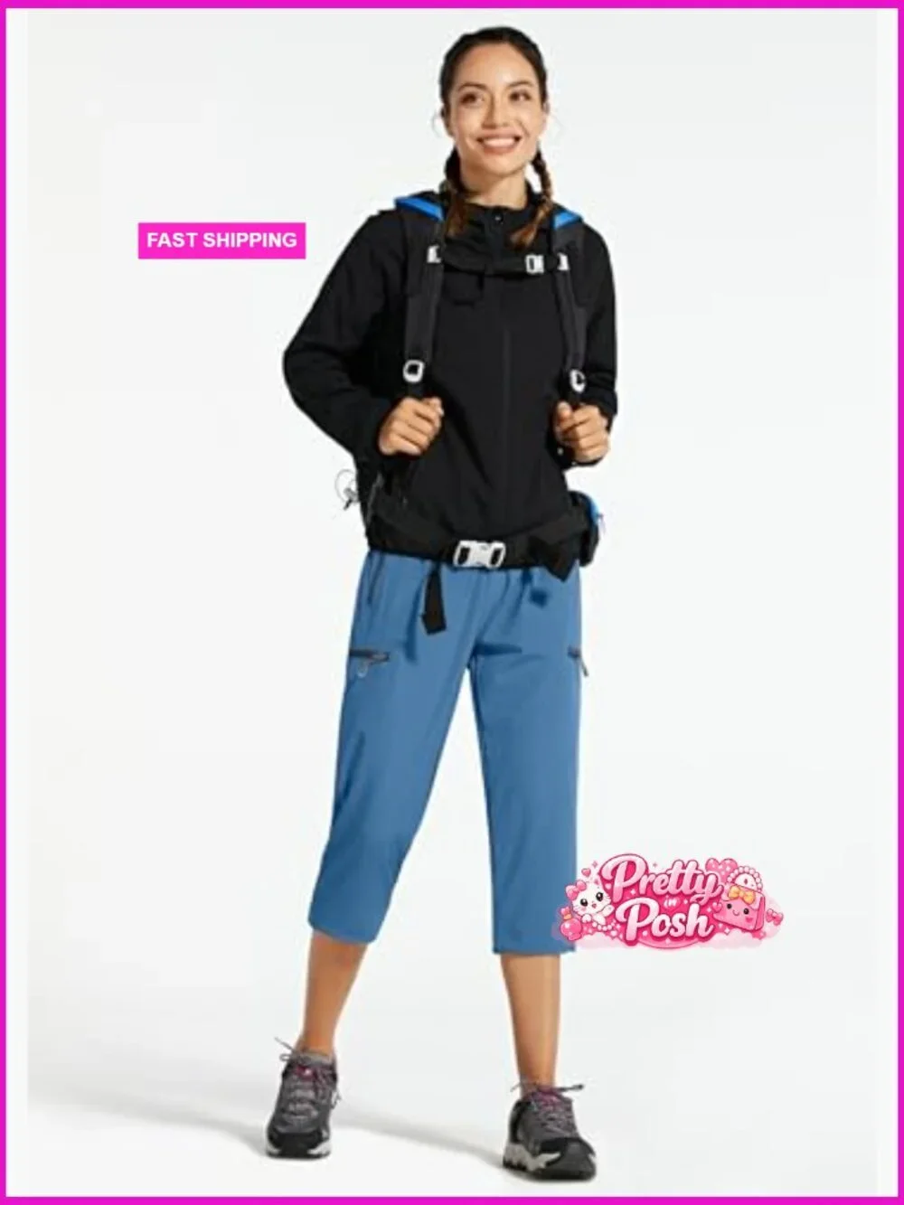 Lightweight Quick Dry Cargo Hiking Capris with Zipper Pockets